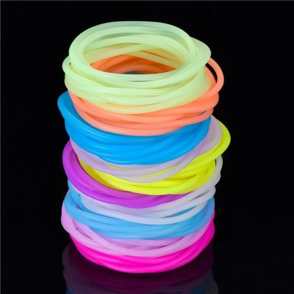 Multicolor Silicone Jelly Bracelets Hair Ties for Girls Women, 100 Pieces - Picture 5 of 7